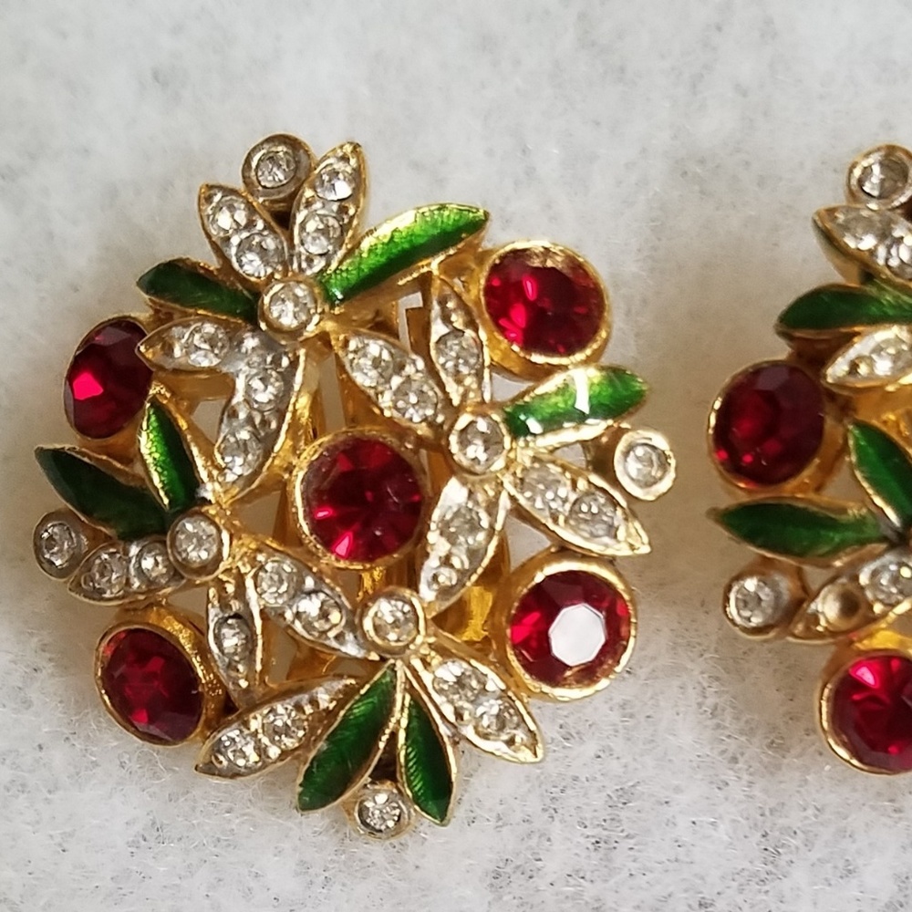 Jeweled Clip back earrings by Neiman Marcus